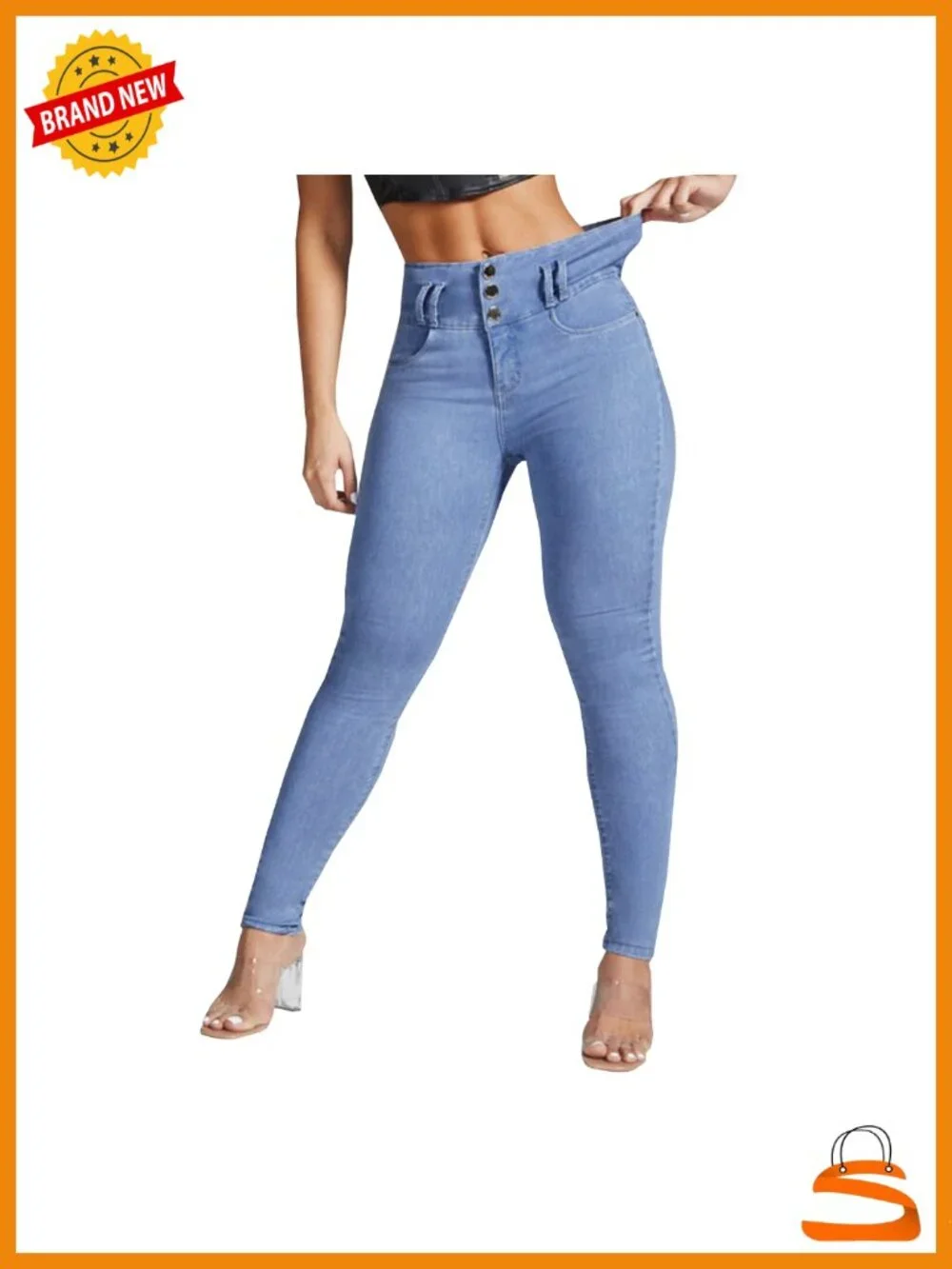 High Waist Skinny Stretch Jeans Shaping Butt Lifting Denim Pants